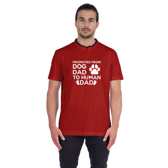 Inkmeso Men's "Promoted From Dog Dad To Human Dad"Graphic Quote Tshirt For Pregnancy Announcement Jersey Shirt