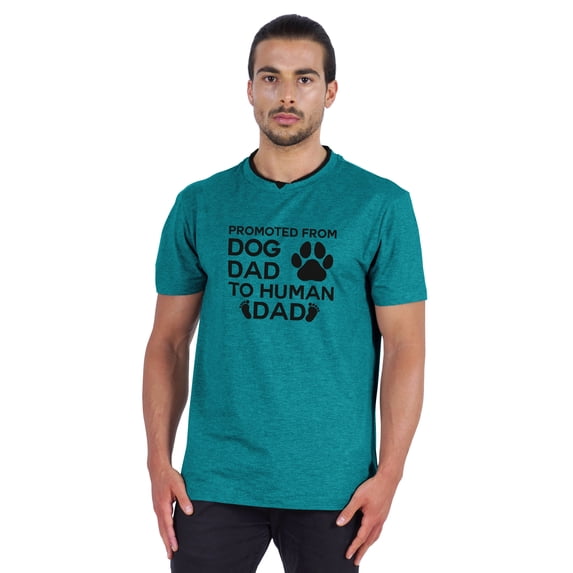 Inkmeso Men's "Promoted From Dog Dad To Human Dad"Graphic Quote Tshirt For Pregnancy Announcement Jersey Shirt