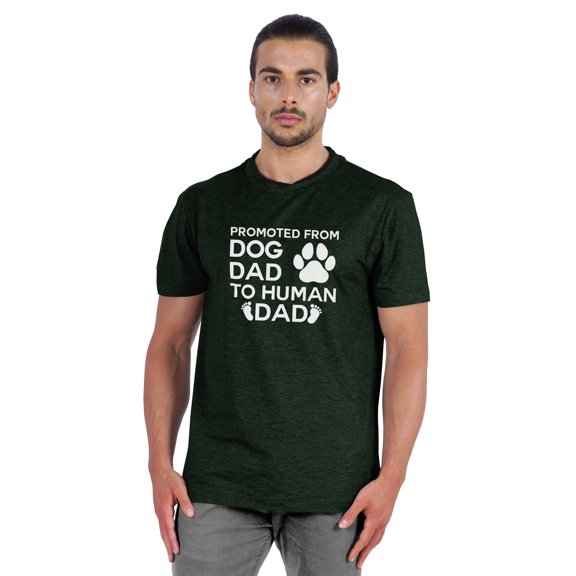 Inkmeso Men's "Promoted From Dog Dad To Human Dad"Graphic Quote Tshirt For Pregnancy Announcement Jersey Shirt