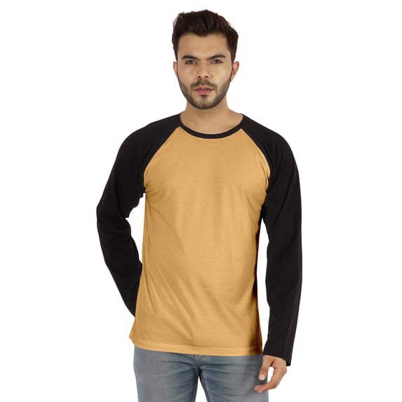 Inkmeso Men's Regular Fit Round Neck Shirt Solid Raglan Long Sleeve T-Shirts