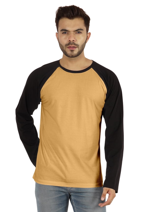 Men's Regular Fit Round Neck Shirt Solid Raglan Long Sleeve T-Shirts