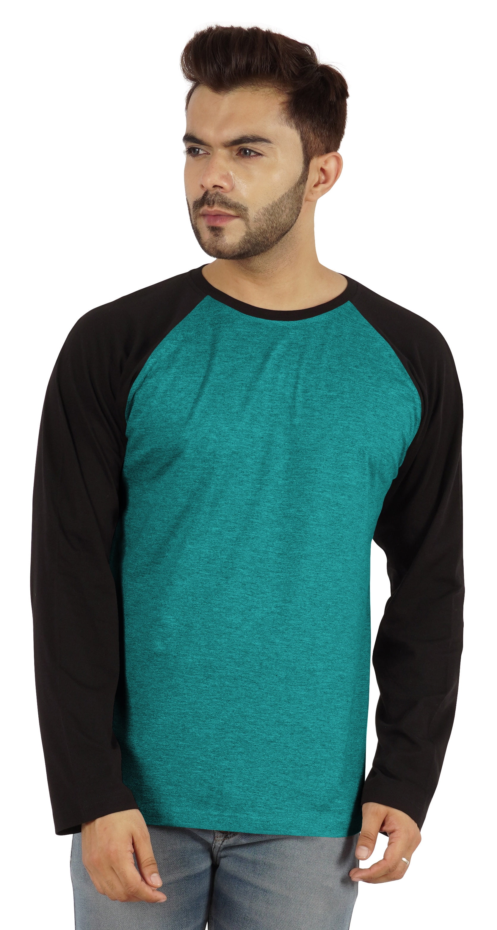 Inkmeso Men's Regular Fit Round Neck Shirt Solid Raglan Long Sleeve T-Shirts