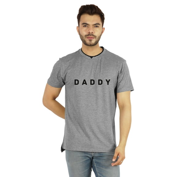Inkmeso Men's Round Neck with V Cut Graphic Quote DaddyTshirt For Dads Jersey Shirt