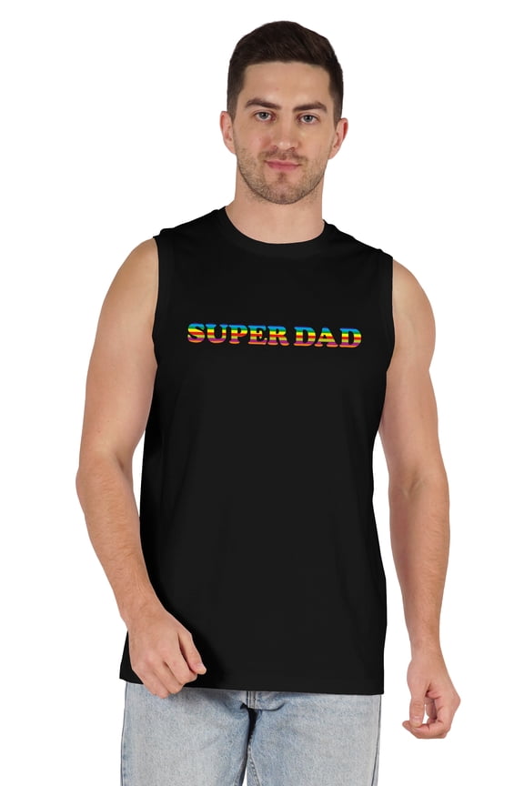 Men's Tshirt Printed Graphic "Super Dad" Tshirt For Best Daddy Round Neck Cotton Jersey Shirt