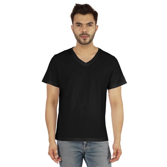 Inkmeso Men's V-neck Basic Tshirt Short Sleeve Solid Regular Fit Cotton Tee