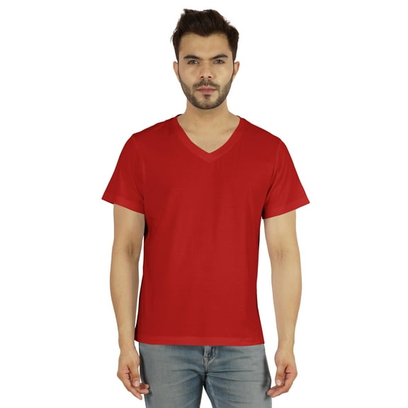 Inkmeso Men's V-neck Basic Tshirt Short Sleeve Solid Regular Fit Cotton Tee