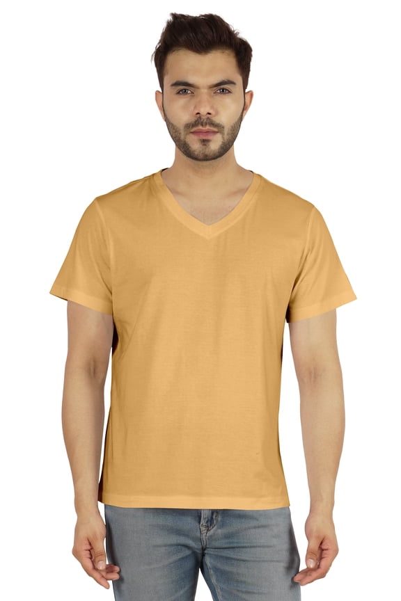 Men's V-neck Basic Tshirt Short Sleeve Solid Regular Fit Cotton Tee
