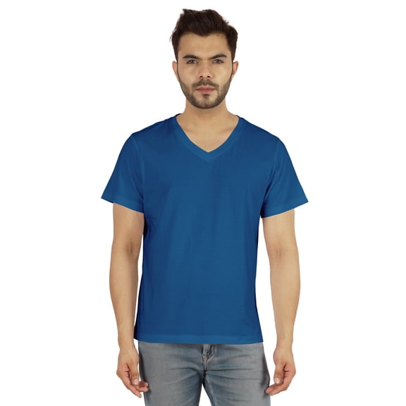 Inkmeso Men's V-neck Basic Tshirt Short Sleeve Solid Regular Fit Cotton Tee