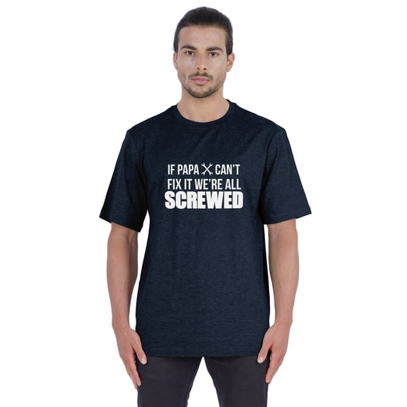 Inkmeso Mens Graphic Printed If Papa Can't Fix It Were All Screwed Funny Quotes Grandpa Tshirt Tee Shirt