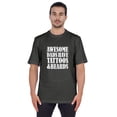 thumbnail image 1 of Inkmeso Mens Graphic Tshirt "Awesome Dads Have Tattoos & Beards" Crew Neck Tee Shirt For Dad, 1 of 7