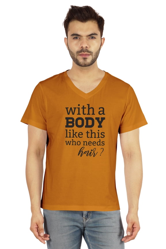 Mens Tshirt With A Body Like This Who Needs Hair ? Graphic Tshirt For Daddy's Gift Tee Shirt For Funny Balding Tee