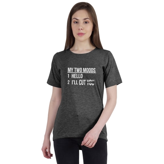 Inkmeso Mood Swings Quote Tee My Two Moods 1. Hello 2. I'll Cut You Graphic Tshirt For Women Top Tee Shirt