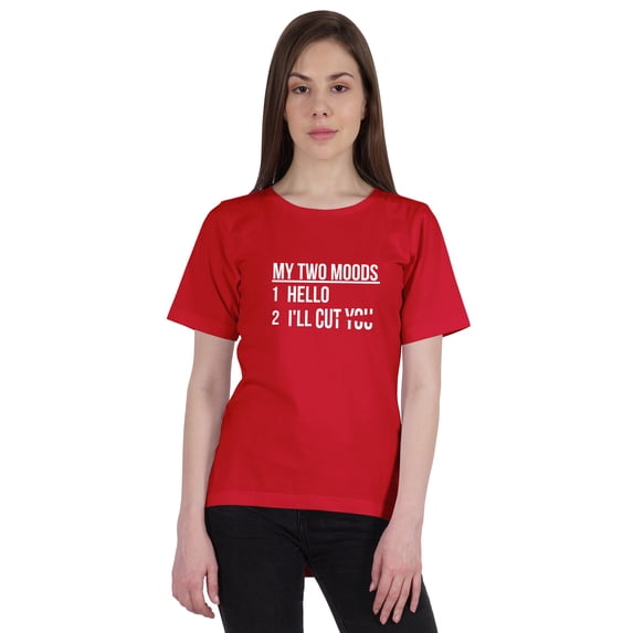 Inkmeso Mood Swings Quote Tee My Two Moods 1. Hello 2. I'll Cut You Graphic Tshirt For Women Top Tee Shirt