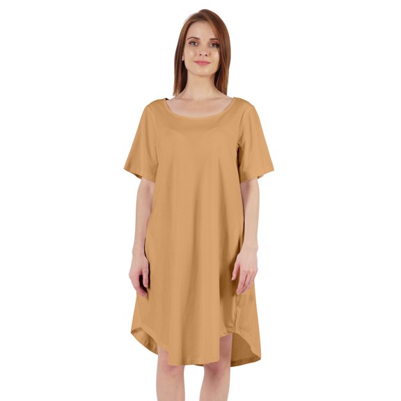 Inkmeso Nightgowns for WoMen's Short Sleeve W/ Round Neck Nightdress Jersey Tunic Loungewear