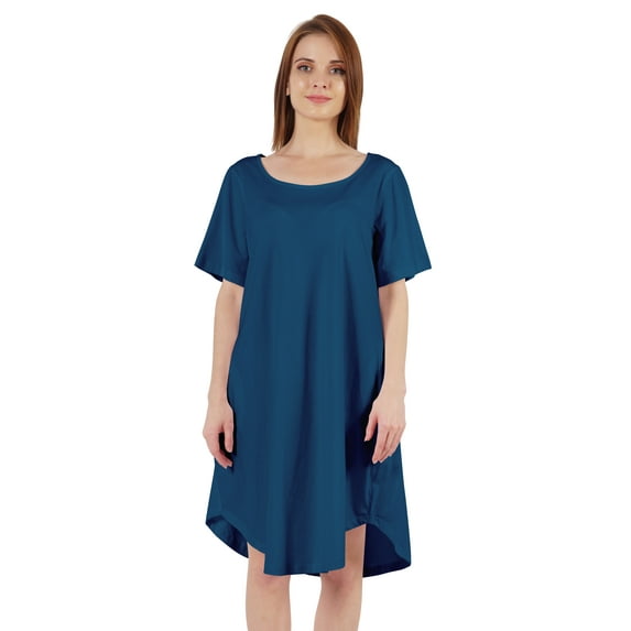 Inkmeso Nightgowns for WoMen's Short Sleeve W/ Round Neck Nightdress Jersey Tunic Loungewear