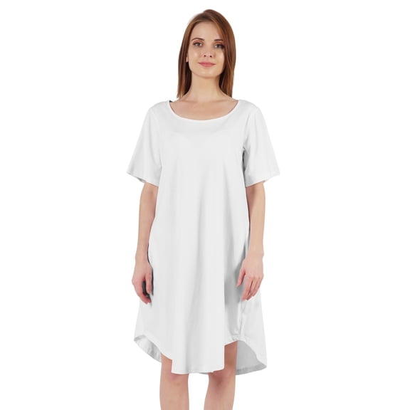 Inkmeso Nightgowns for WoMen's Short Sleeve W/ Round Neck Nightdress Jersey Tunic Loungewear