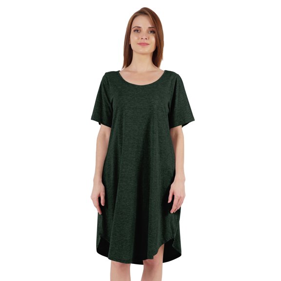 Inkmeso Nightgowns for WoMen's Short Sleeve W/ Round Neck Nightdress Jersey Tunic Loungewear