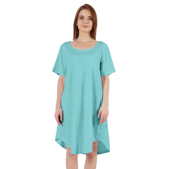 Inkmeso Nightgowns for WoMen's Short Sleeve W/ Round Neck Nightdress Jersey Tunic Loungewear