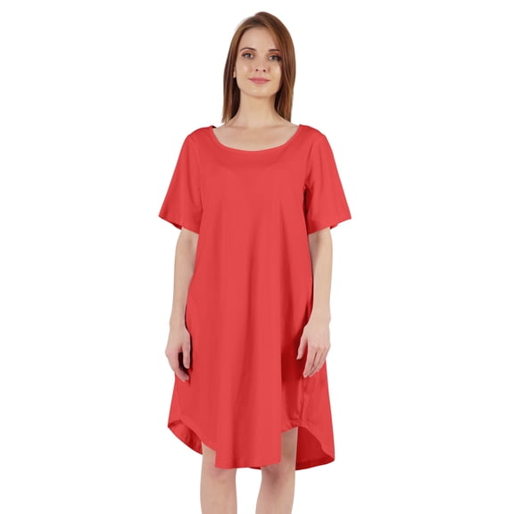 Inkmeso Nightgowns for WoMen's Short Sleeve W/ Round Neck Nightdress Jersey Tunic Loungewear