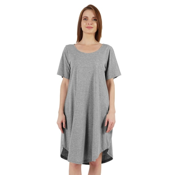 Inkmeso Nightgowns for WoMen's Short Sleeve W/ Round Neck Nightdress Jersey Tunic Loungewear
