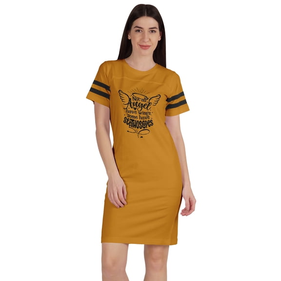 Inkmeso Not All Angel Have Wings Some Have Stethoscopes Tunic Round Neck Dress