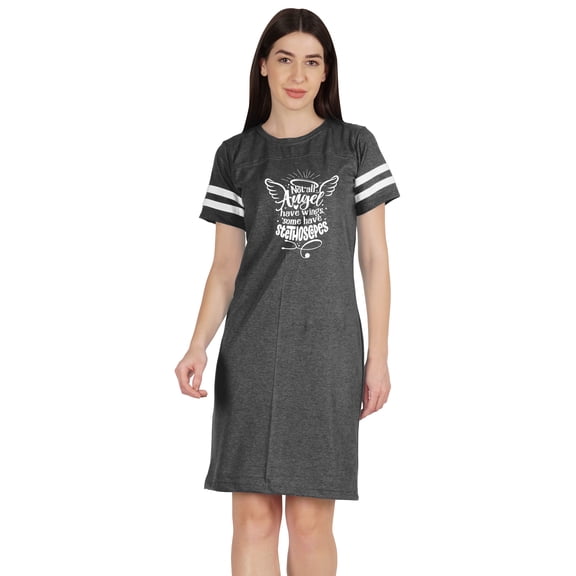 Inkmeso Not All Angel Have Wings Some Have Stethoscopes Tunic Round Neck Dress