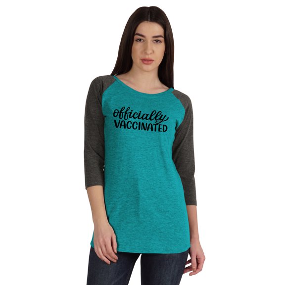 Inkmeso Officially Vaccinated Funny Pro-Vaccine Boat Neck T-shirt For Womens