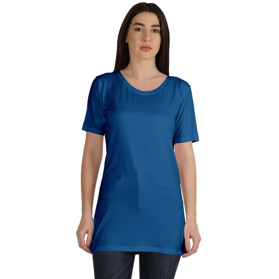 Inkmeso Plain Basic Tshirt Long Length Tee Short Sleeve Workout Top For Women