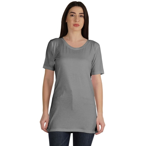 Inkmeso Plain Basic Tshirt Long Length Tee Short Sleeve Workout Top For Women
