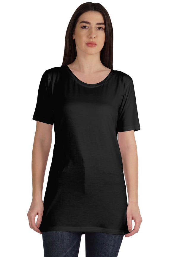 Plain Basic Tshirt Long Length Tee Short Sleeve Workout Top For Women