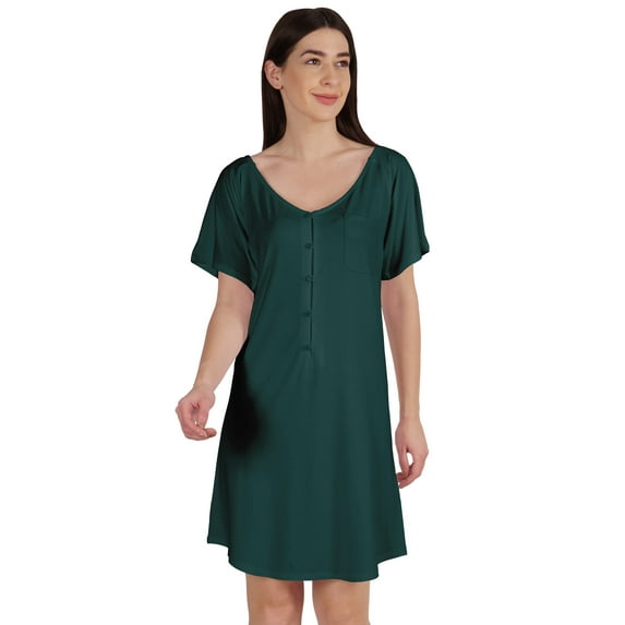 Inkmeso Plain Swing Dress Knee Length Cotton Jersey Basic Dress w/ Patch Pocket