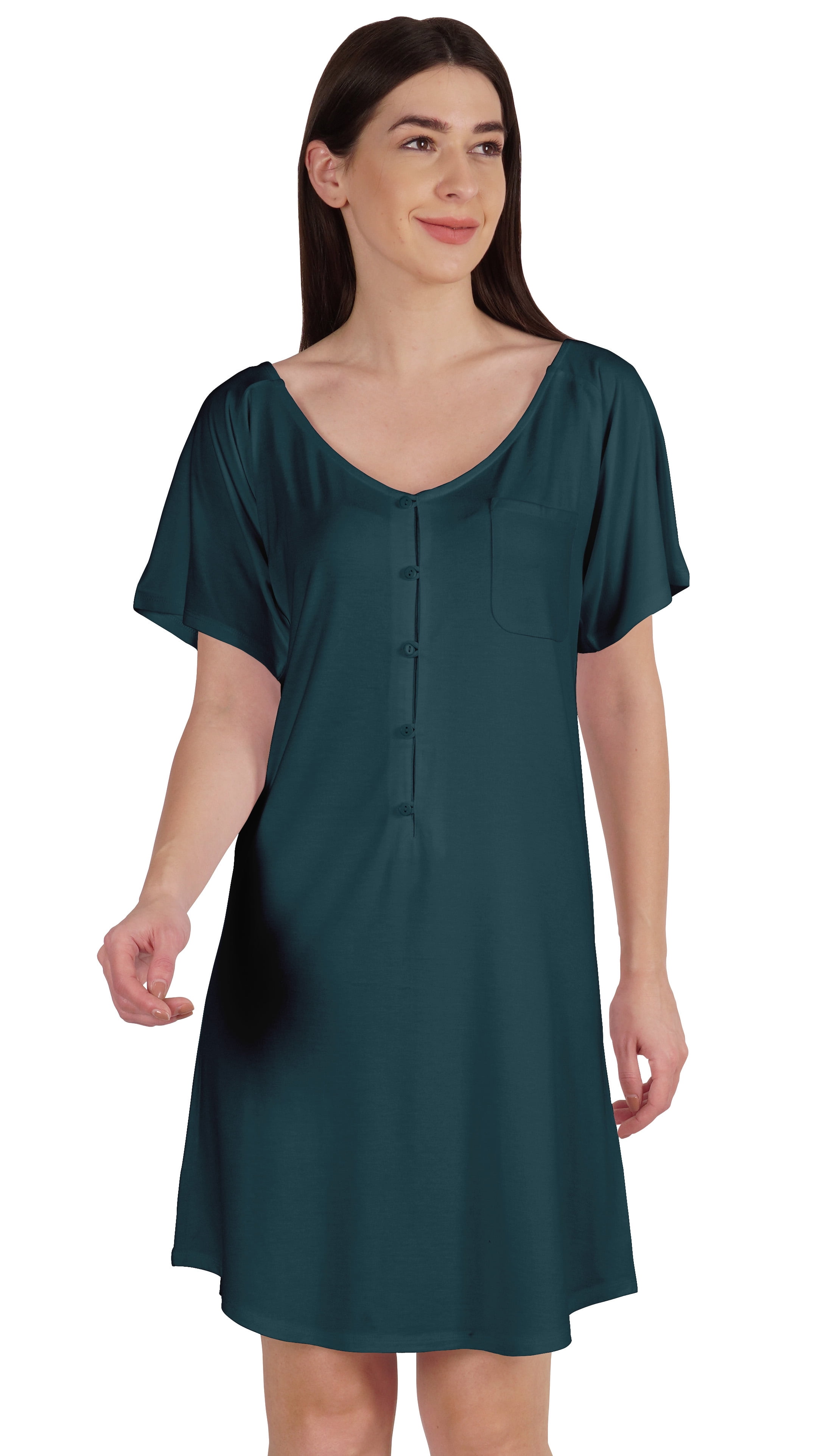 Inkmeso Plain Swing Dress Knee Length Cotton Jersey Basic Dress w/ Patch Pocket, Women's, Size: 2XL, Blue Inkmeso Plain Swing Dress Knee Length Cotton Jersey Basic Dress w/ Patch Pocket, Women's, Size: 2XL, Blue