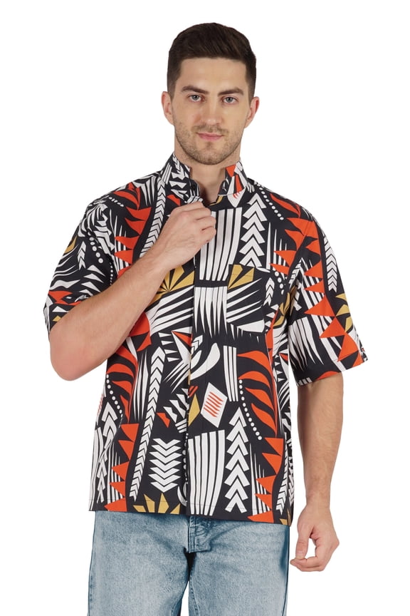 Printed Hawaiian Casual Button-Down Shirt For Men's Half Sleeve Beach Holiday Shirt