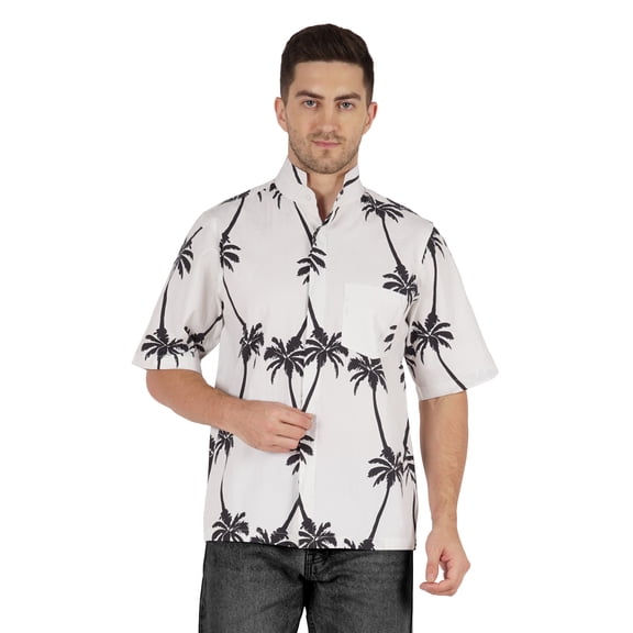 Inkmeso Printed Hawaiian Casual Button-Down Shirt For Men's Half Sleeve Beach Holiday Shirt