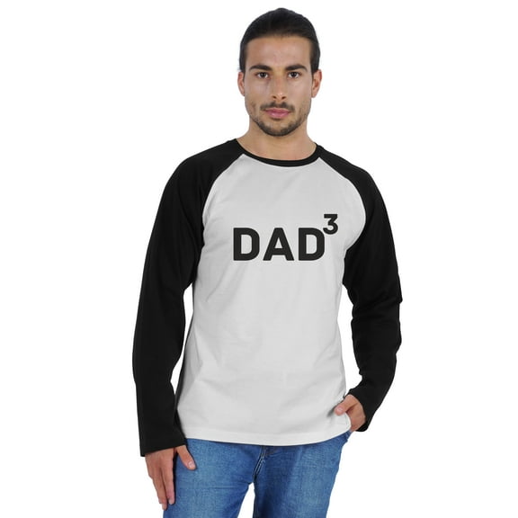Inkmeso Raglan Full Sleeves Tshirt For Men Graphic Dad³ Tshirt For Father Of 3 Kids