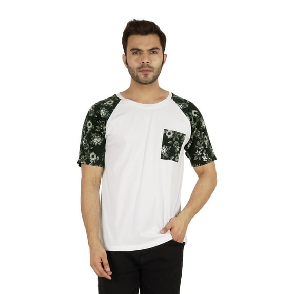 Inkmeso Raglan Short Sleeves T-Shirt For Men's Loose Fit Printed Casual Tee W/ Patch Pocket