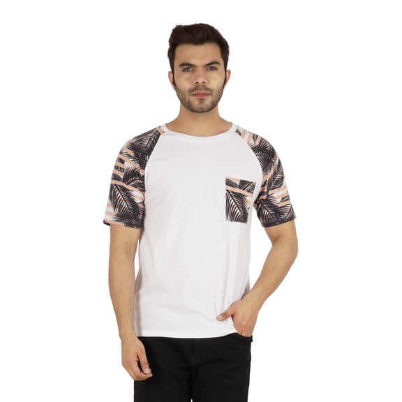 Inkmeso Raglan Short Sleeves T-Shirt For Men's Loose Fit Printed Casual Tee W/ Patch Pocket