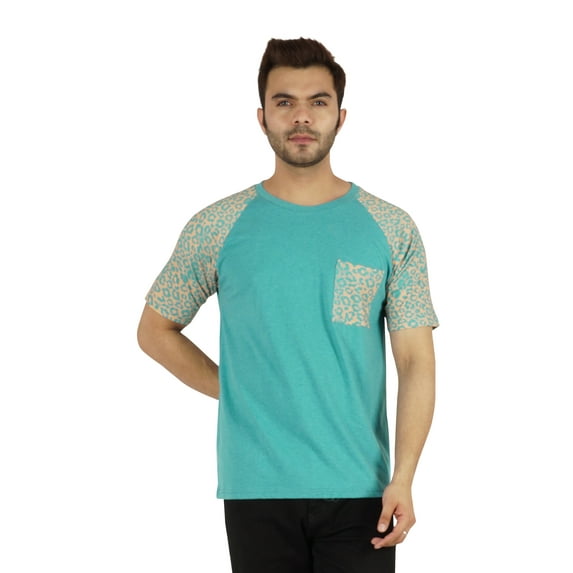 Inkmeso Raglan Short Sleeves T-Shirt For Men's Loose Fit Printed Casual Tee W/ Patch Pocket