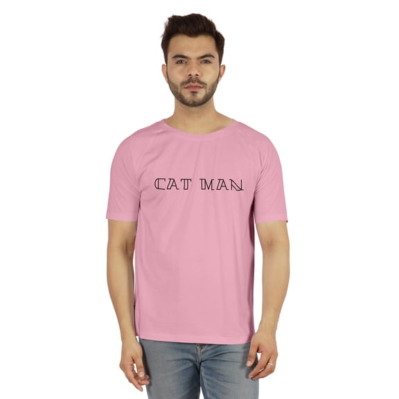 Inkmeso Raglan Short Sleeves Tshirt For Men's Graphic Quote "Cat Man." Tee Shirt For Cat Lover