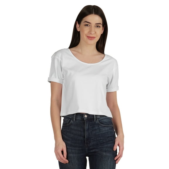 Inkmeso Regular Street Style Crop Top Scoop Neck Tee For Womens Cotton Tshirt