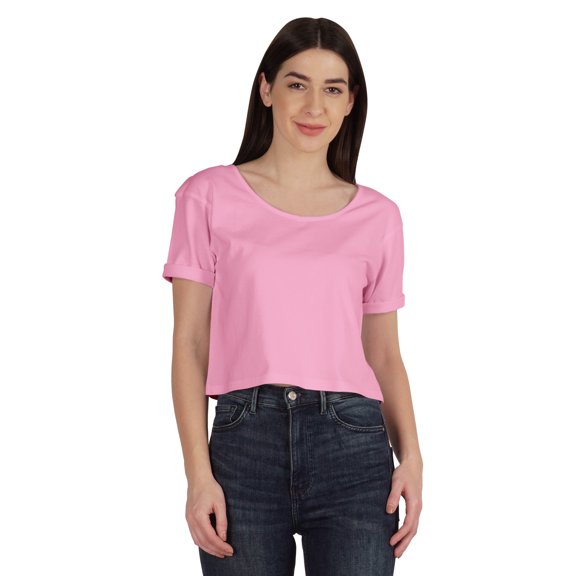 Inkmeso Regular Street Style Crop Top Scoop Neck Tee For Womens Cotton Tshirt