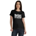 thumbnail image 1 of Inkmeso Relax I'M Vaxxed Funny Pro-Vaccine scoop-neck Cotton T-shirt For Womens, 1 of 8