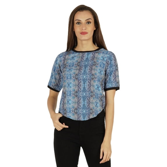Inkmeso Round Neck Causal Tee Tops For Womens Printed Regular Fit High-Low Hem Top