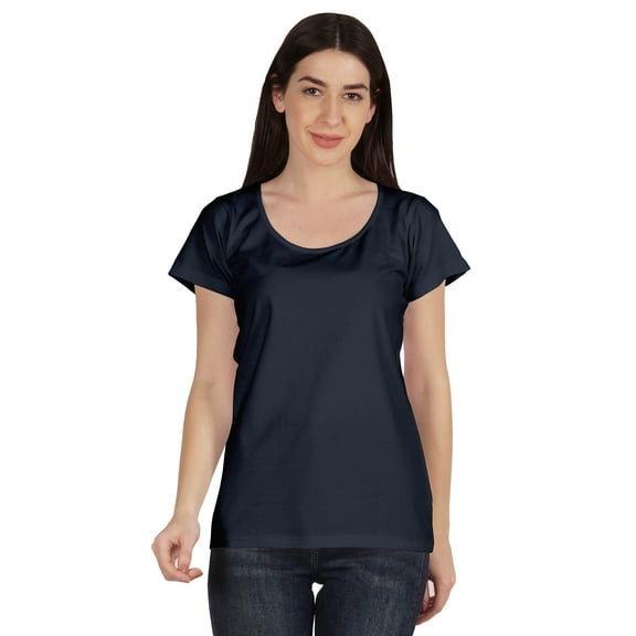 Inkmeso Scoop Neck Basic Tee Casual Short Sleeve Cotton Plain Tshirt Top Womens