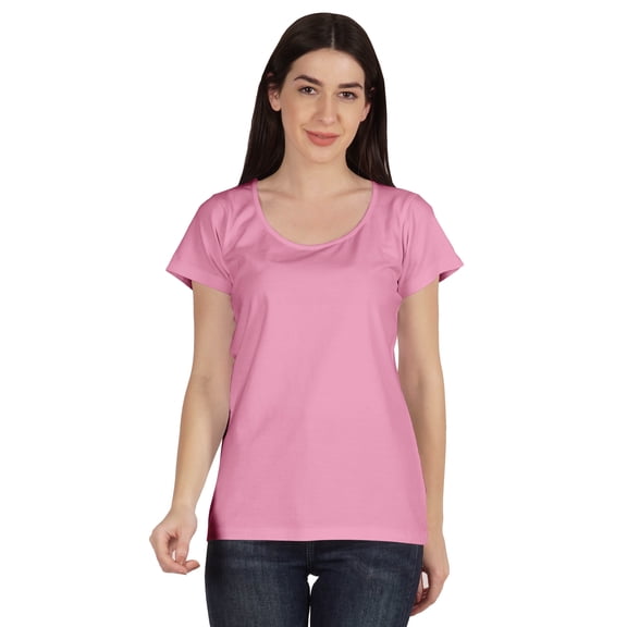 Inkmeso Scoop Neck Basic Tee Casual Short Sleeve Cotton Plain Tshirt Top Womens