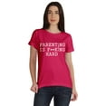 thumbnail image 1 of Inkmeso Scoop-Neck Parenting Is F**King Hard Graphic Tshirt Short Sleeve Casual, 1 of 8
