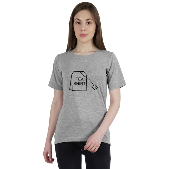 Inkmeso Scoop Neck Top "Tea Shirt" Letter Printed Tea Lover Tshirt For Women Jersey Tee