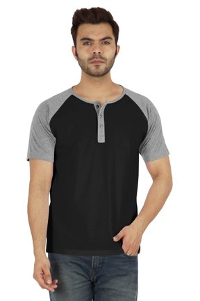 Short Raglan Sleeve Cotton Lightweight Solid T-Shirts Classic Henley T-Shirt For Mens
