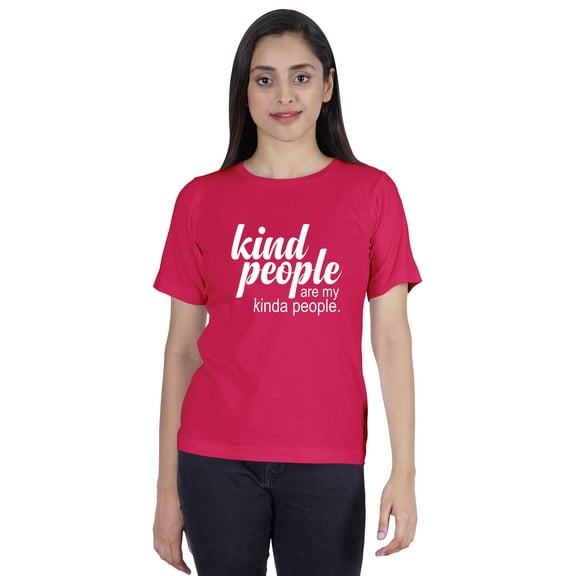Inkmeso Short Sleeves Tshirt For Women "Kind People Are My Kinda People" Graphic Funny Jersey Top