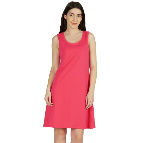 Inkmeso Sleeveless Plain Swing Dress For Women Knee Length A-line Summer Casual Wear